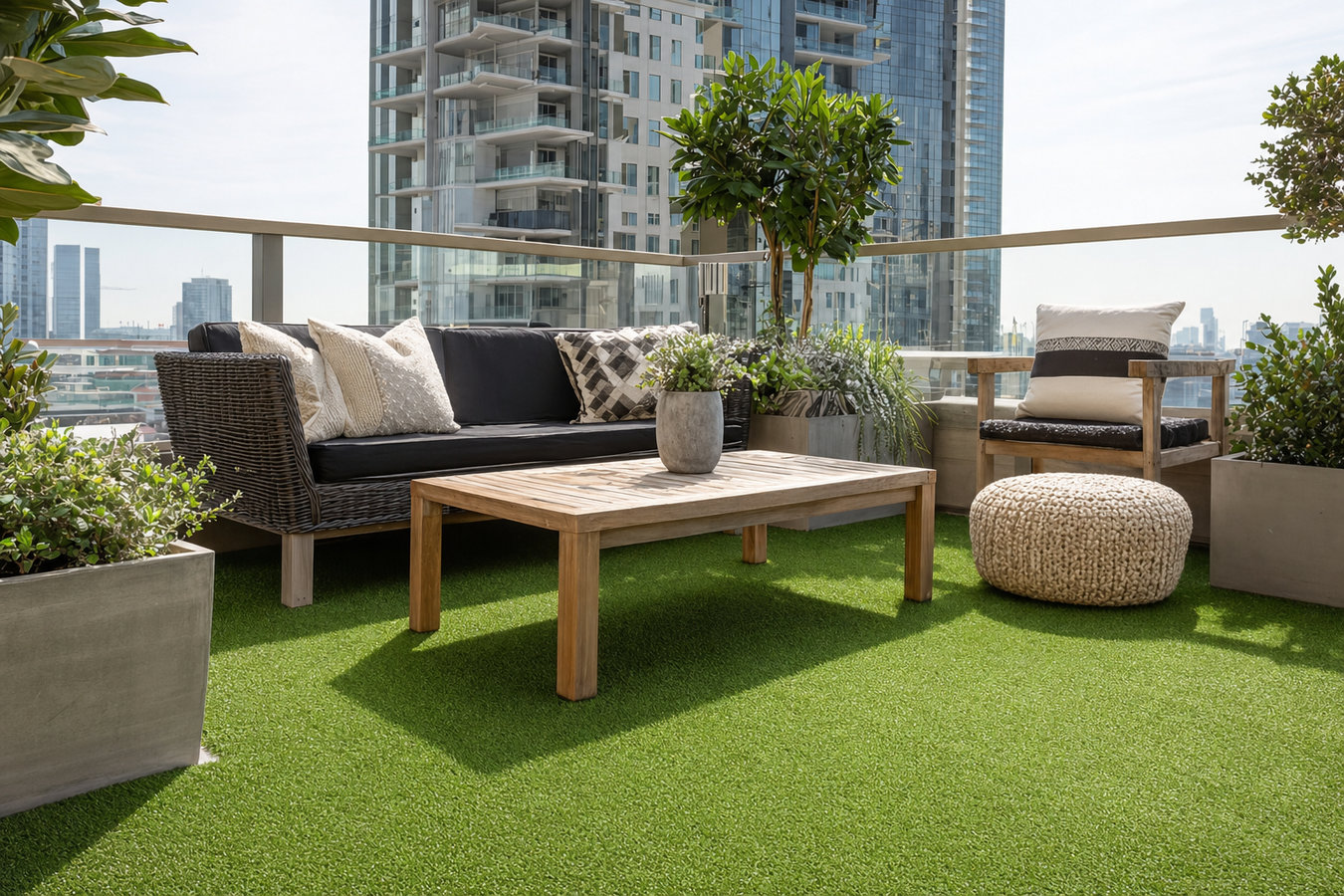 Turf for rooftop gardens